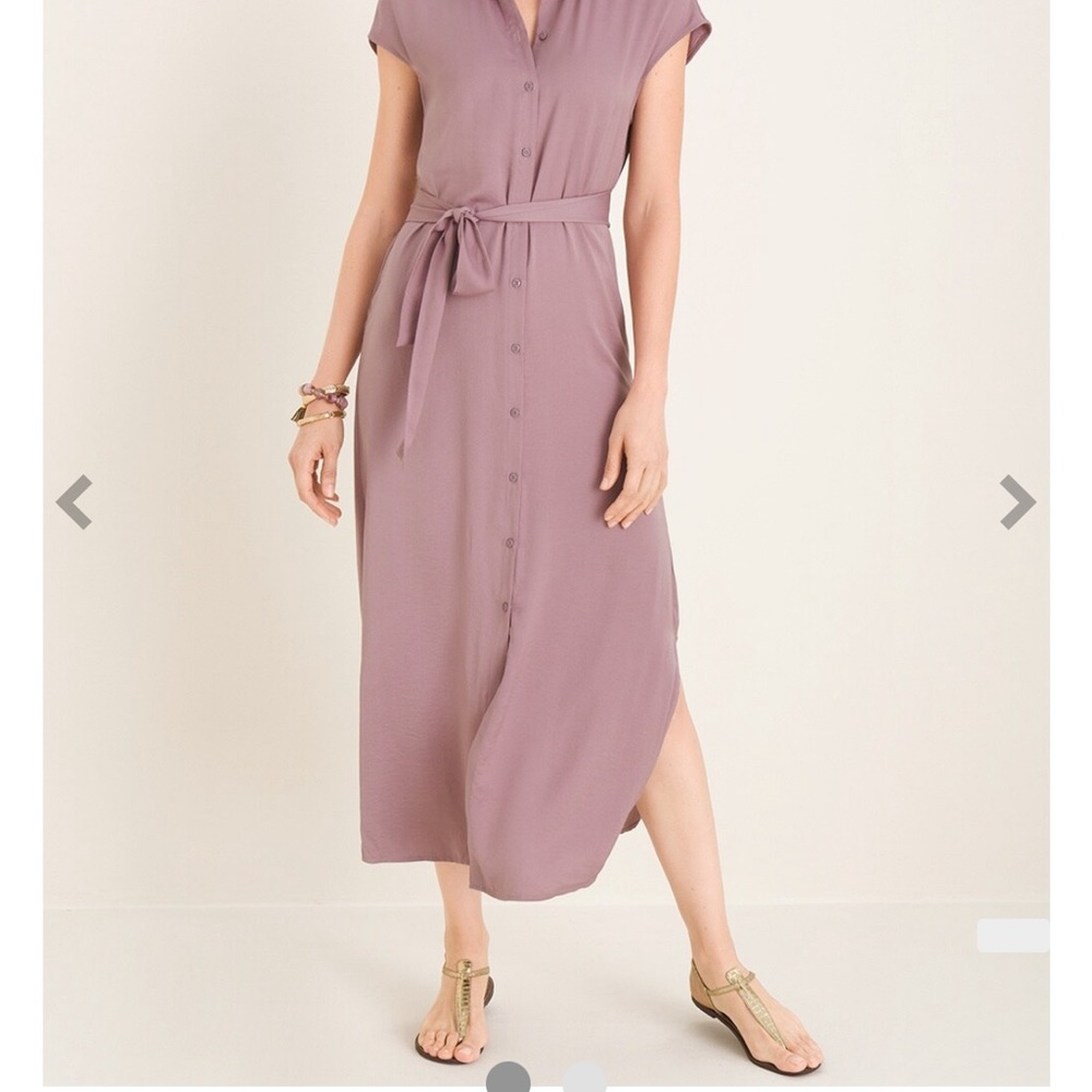 Chicos NWT Shirt Dress Size 1, Violet, Button Down Front, short sleeves.